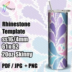 Bling FLORAL TUMBLER TEMPLATE for SS16/4mm RHINESTONE TUMBLER pattern 61x62 Stones - 174