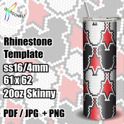 16ss Mouse Rhinestone Template for 20oz Skinny - Honeycomb method 61 x 62 Stones/row - 191
