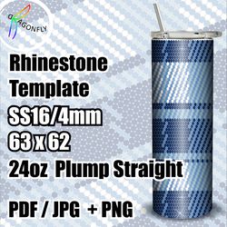 DENIM Rhinestone template for  24 oz Plump straight tumblers / SS16, 63 x 62 stones / bling Tumbler  - 270