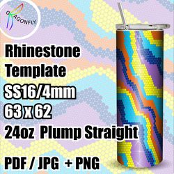 Rhinestone Template for 24 oz tumbler, stone size SS16, 63x62 stones in row - colorful design - 272