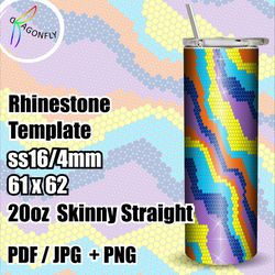 Rhinestone pattern for 20 oz tumbler - colorful design - SS16 stone size / 61 x 62 stones  in row - 272