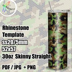 Rhinestone template for 30 oz tumbler - Camouflage design  - SS20 stone size / 52 x 57 stones - 273