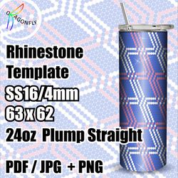 Bling tumbler template for 24 oz - Linear design, stone size SS16, 63x62 stones in row - 276