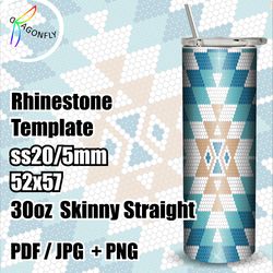 Rhinestone template for 30 oz tumbler - Aztec design  - SS20 stone size / 52 x 57 stones - 275