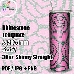Rhinestone template for 30 oz tumbler - Roses design  - SS20 stone size / 52 x 57 stones - 277