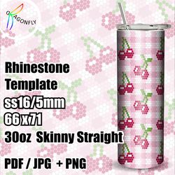 BLING Tumbler template, CHERRY pattern for 30 oz tumbler, SS16, 66x71 stones in row - 279
