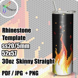 Rhinestone template for 30 oz tumbler, FIRE design, SS20 - 5mm, 52 x 57 stones - 281