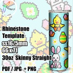 BLING Tumbler template, EASTER pattern for 30 oz tumbler, SS16, 66x71 stones in row - 284