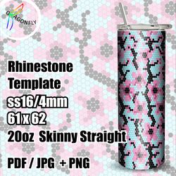 Sakura Rhinestone template for 20 oz tumbler, bling patterns, SS16 stone - 4mm, 61 x 62 stones in row - 286