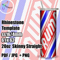 Donald Trump Rhinestone template for 20 oz tumbler, bling patterns, SS16 stone - 4mm, 61 x 62 stones in row - 288