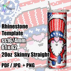 Donald Trump 2024 Rhinestone template for 20 oz tumbler, bling patterns, SS16 stone - 4mm, 61 x 62 stones in row - 289