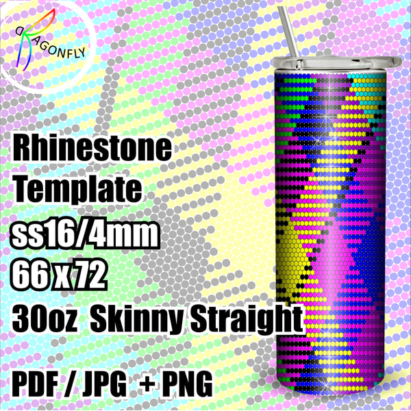 30oz / 16ss / Neon bling pattern, Rhinestone Tumbler templat | Inspire ...