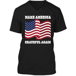 july 4th patriotic flag make america grateful again mens printed v-neck t