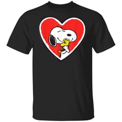 peanuts valentine snoopy heart patch g500 gildan 5.3 oz. t-shirt