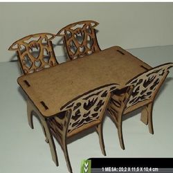 Digital Template Cnc Router Files Table and Chairs Cnc for Wood Laser Cut Pattern