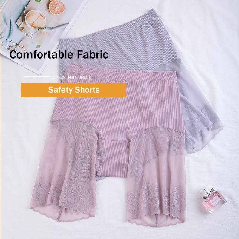 Womens Safety Short Pants, Seamless Anti-Rub Thigh Boyshorts with Sexy Lace for Summer
