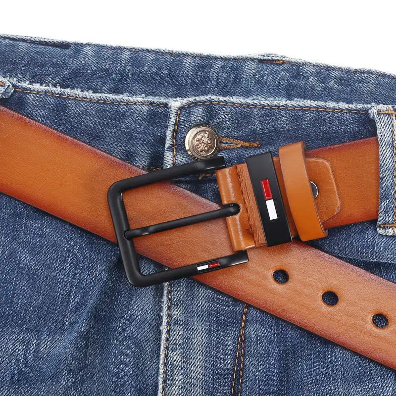 Mens PU Leather Belt with Alloy Pin Square Buckle Business  Leisure WaistBelts for Men