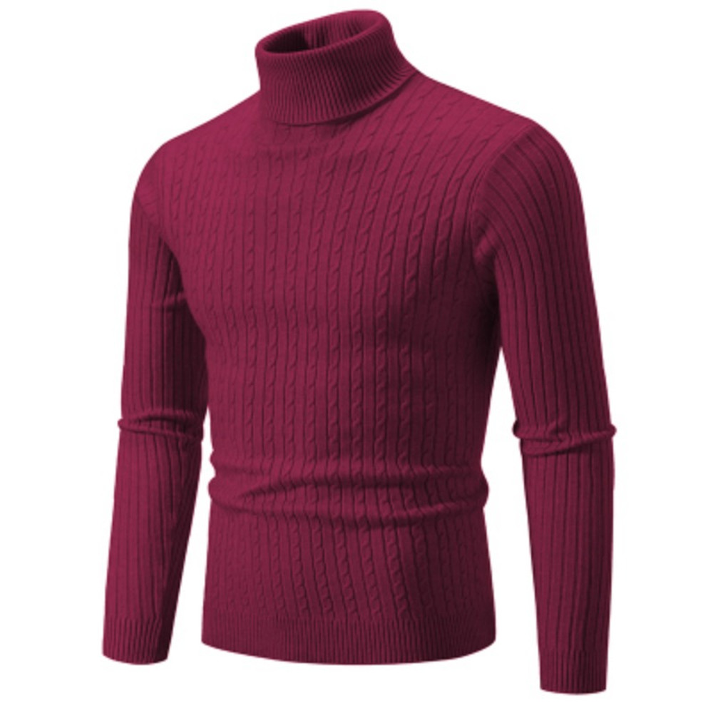 New Mens High Neck Sweater Solid Color Knitted Pullover  Warm Woolen Turtleneck for Winter  Casua