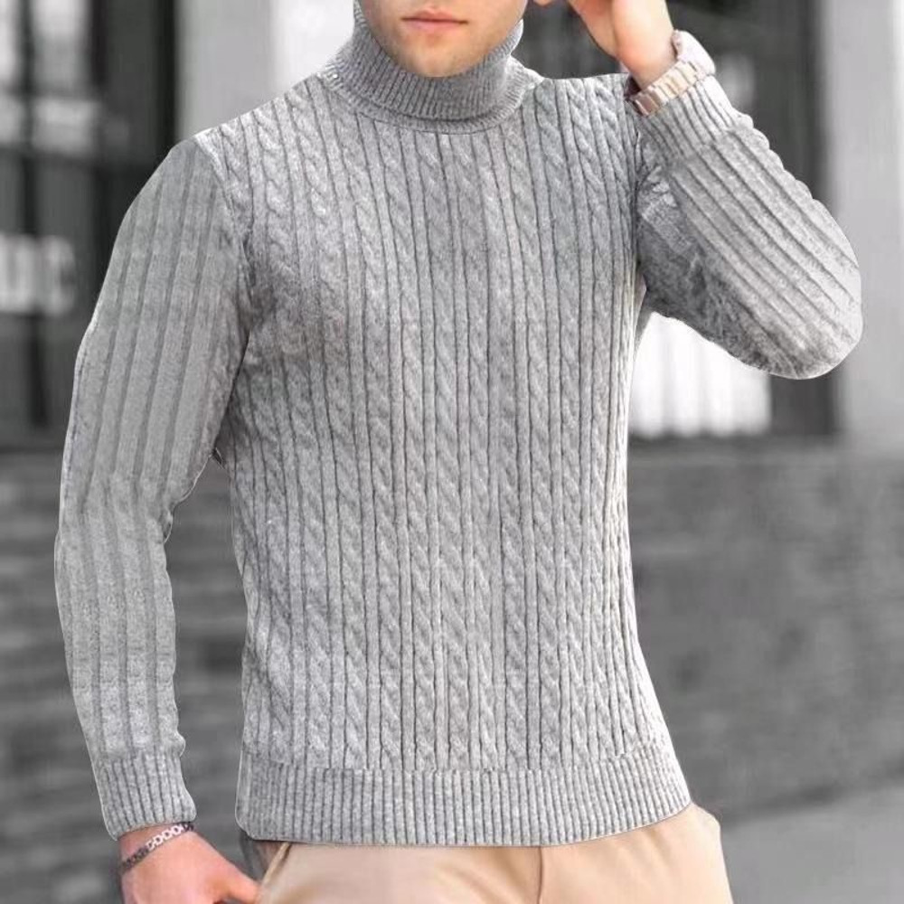 New Mens High Neck Sweater Solid Color Knitted Pullover  Warm Woolen Turtleneck for Winter  Casua