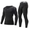 Men Thermal Underwear Set, Spring & Autumn Long Sleeve Black Suit Stretchable Fitness Running Pants