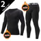 Men Thermal Underwear Set, Spring & Autumn Long Sleeve Black Suit Stretchable Fitness Running Pants