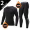 Men Thermal Underwear Set, Spring & Autumn Long Sleeve Black Suit Stretchable Fitness Running Pants