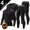 Men Thermal Underwear Set, Spring & Autumn Long Sleeve Black Suit Stretchable Fitness Running Pants
