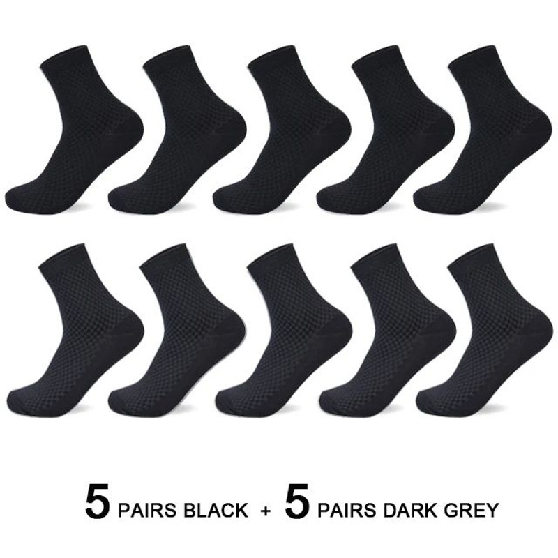 Men Antibacterial Bamboo Fiber Socks Quarter Ankle High Comfortable Breathable Dress Socks 10