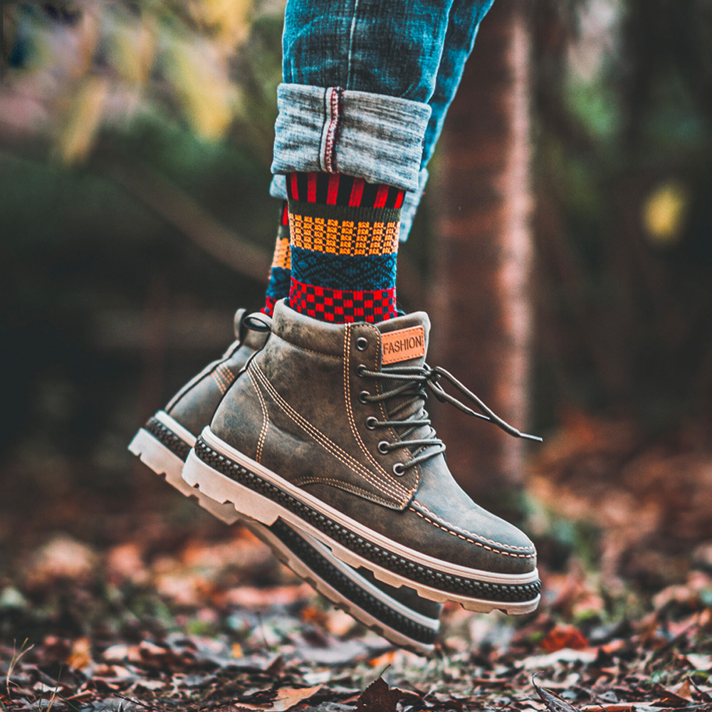 Fashion Mens Wool Socks Retro Style Warm  Colorful For Snow Boots 0