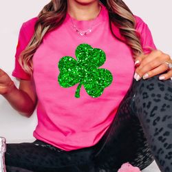 glitter shamrock shirt, st patricks day shirt women, four leaf clover shirt, irish gifts for her