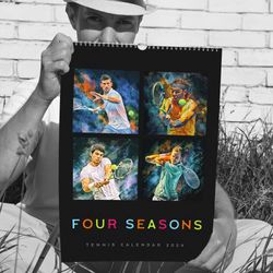 4 seasons ATP artbook tennis Calendar 2024. Tennis fan art print gift.