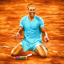 Rafael Nadal wins RG 2020. Digital artwork print wall poster illustration. Tennis fan art gift. Vamos Rafa