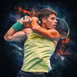 Carlos Alcaraz at Australian Open 2024. Digital artwork print wall poster illustration. Tennis fan art gift.