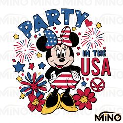 party in the usa cute minnie mouse svg digital download files