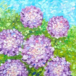 hydrangea painting flowers original art impasto oil painting artwork floral square 12x12 canvas garden by IrinaOilArt