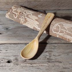 9th anniversary gift, Willow wood gift, Wedding anniversary willow wood, Handmade wooden tea spoon, Willow dessert spoon