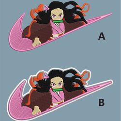 nezuko kamado nike embroidery design, kimetsu no yaiba embroidery, nike design, anime design, digital download