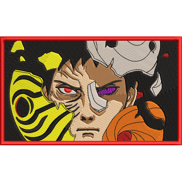 Obito Uchiha broken mask embroidery design, Naruto embroidery, anime design, embroidery file, Digital download.png