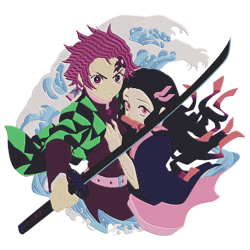 anjiro kamado and nezuko kamado embroidery designs file, kimetsu no yaiba machine embroidery designs, embroidery