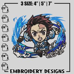 Tanjiro chibi embroidery design, Kimetsu no Yaiba embroidery, Anime design, Embroidery file, Instant download