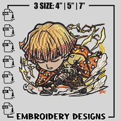 agatsuma zenitsu chibi embroidery design, kimetsu no yaiba embroidery, anime design, embroidery file, instant download