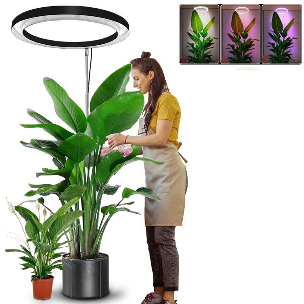 Height Adjustable LED Ring Grow Light Full Spectrum Plant Light for Indoor Plants with USB Power