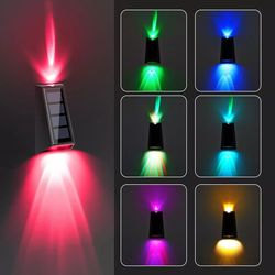 solar colorful wall light, rgb 7-color changing, waterproof yard & garden lamp for stairs, fences, patio