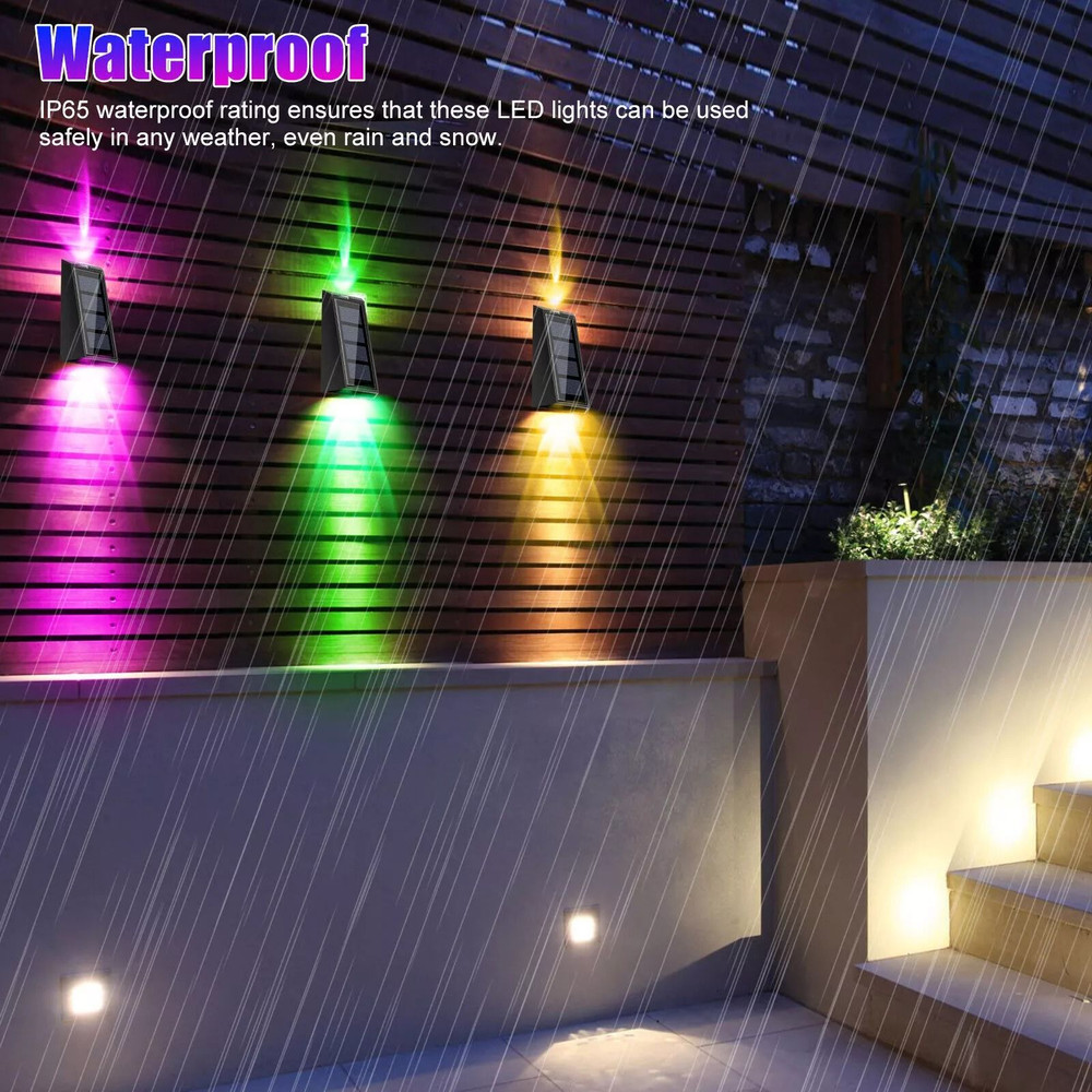 Solar Colorful Wall Light RGB 7Color Changing Waterproof Yard  Garden Lamp For Stairs Fences Patio 3