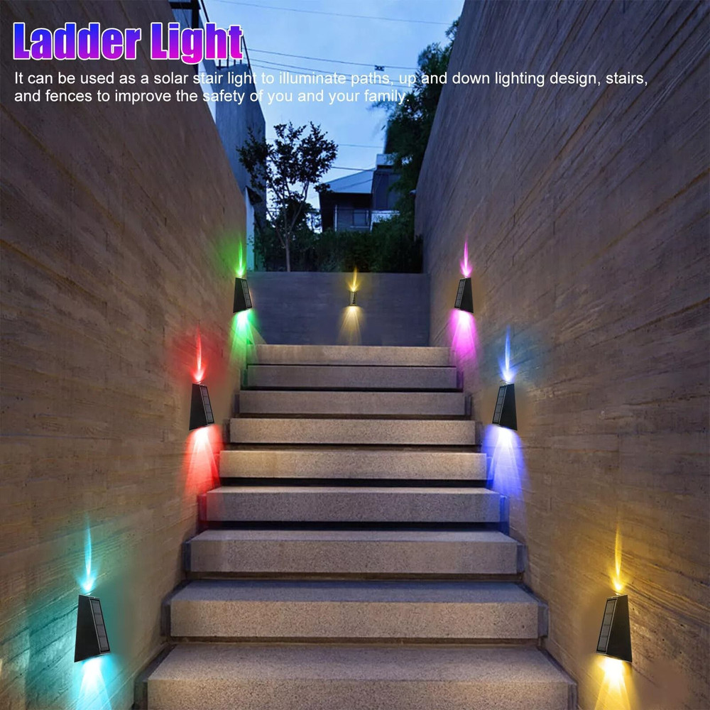 Solar Colorful Wall Light RGB 7Color Changing Waterproof Yard  Garden Lamp For Stairs Fences Patio 5
