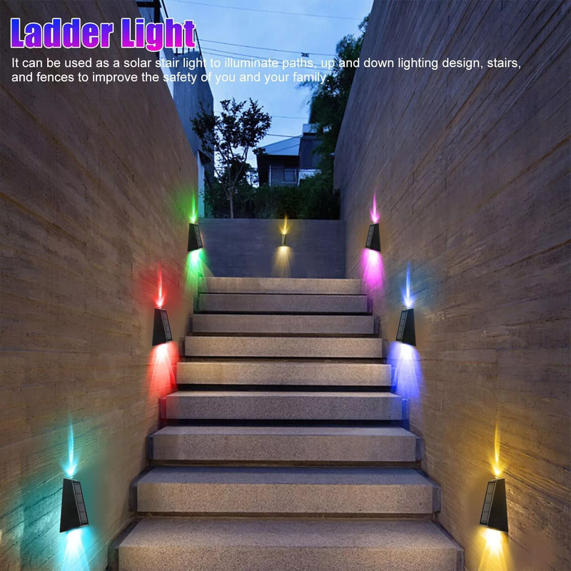 Solar Colorful Wall Light RGB 7Color Changing Waterproof Yard  Garden Lamp For Stairs Fences Patio 5