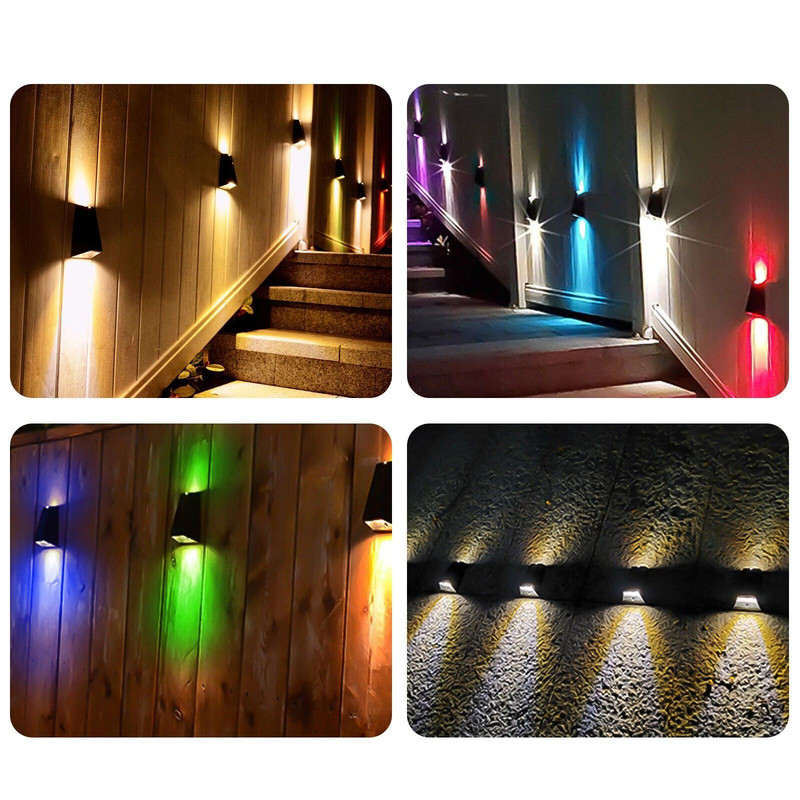 Solar Colorful Wall Light RGB 7Color Changing Waterproof Yard  Garden Lamp For Stairs Fences Patio 1
