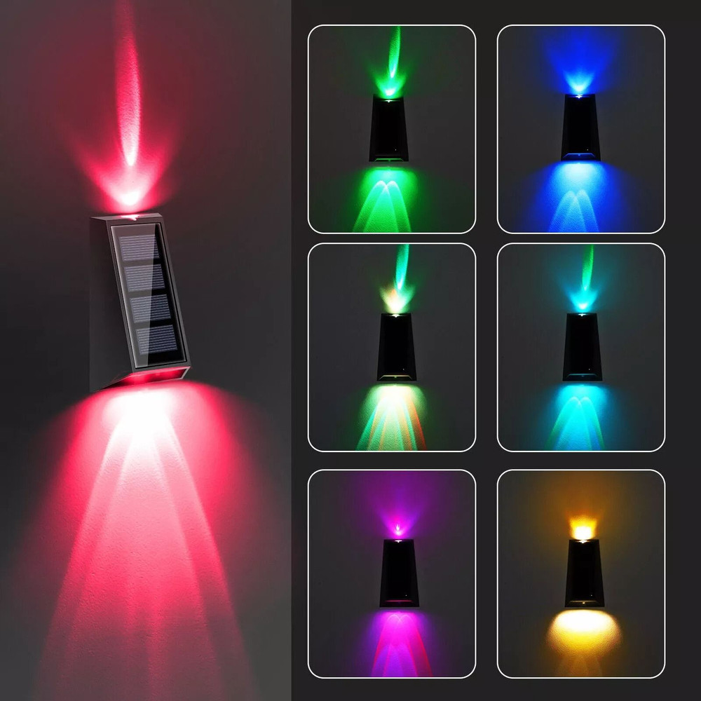 Solar Colorful Wall Light RGB 7Color Changing Waterproof Yard  Garden Lamp For Stairs Fences Patio 10