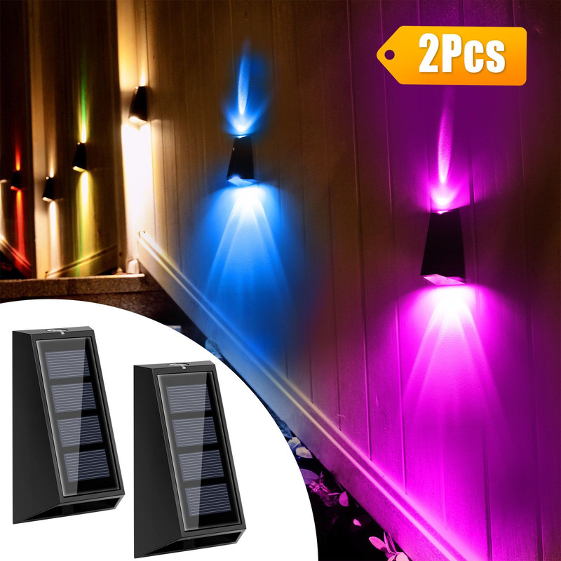 Solar Colorful Wall Light RGB 7Color Changing Waterproof Yard  Garden Lamp For Stairs Fences Patio 11