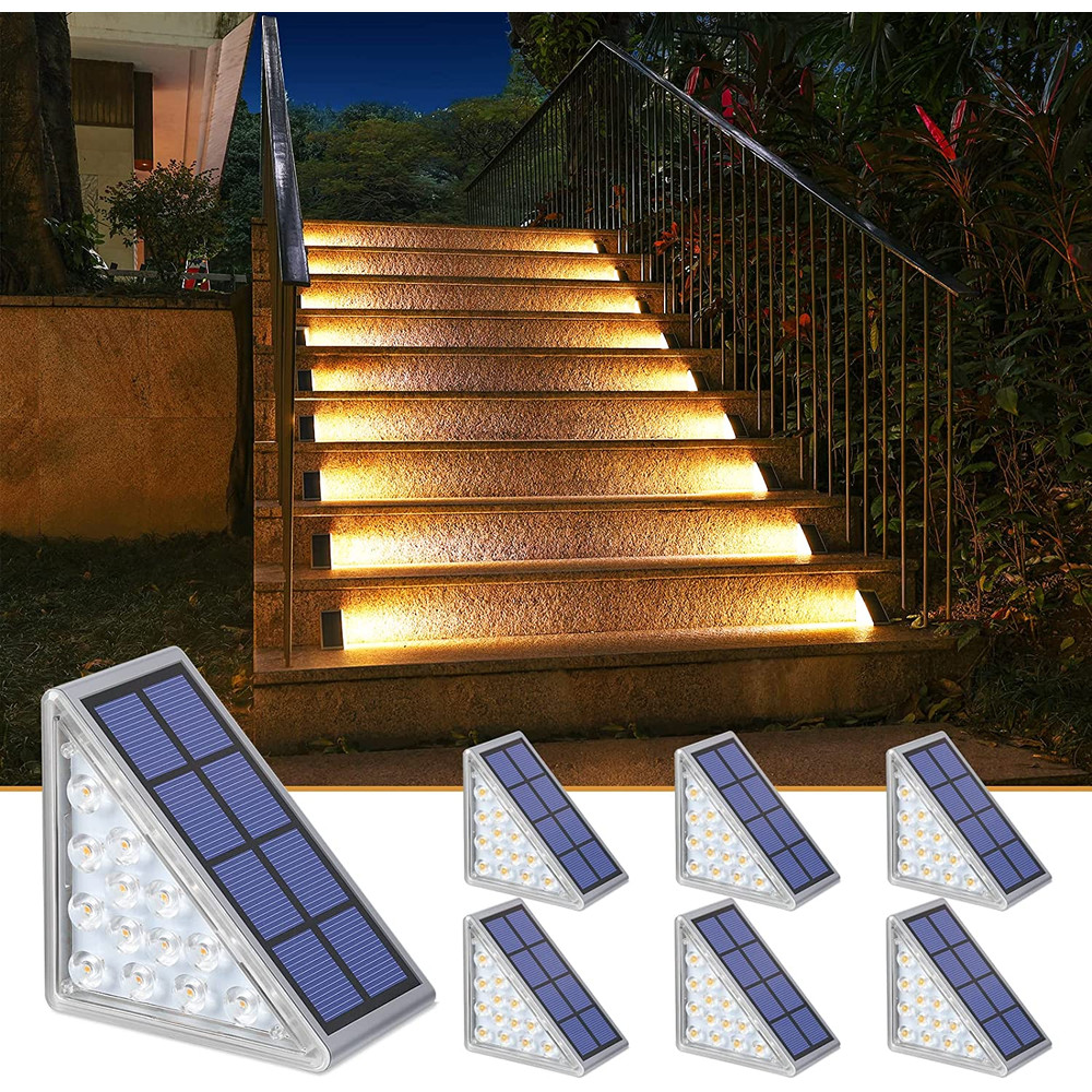 Outdoor LED Step Lamp Stair Light, IP67 Waterproof Solar Light, Anti-theft Lens Deck Pathway Garden Lighting